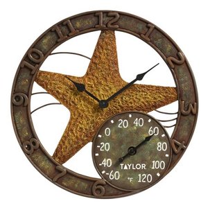 lot 51526 image: Taylor Precision Products 14-inch Starfish Clock with Thermometer