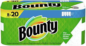 lot 51909 image: Bounty Select-A-Size Paper Towels, White, 8 Double Plus Rolls  20 Regular Rolls (Packaging May Vary)