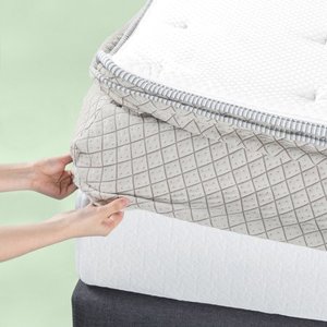 lot 51910 image: Zinus Memory Foam Odor-Eliminating Fitted Sheets, Twin, White