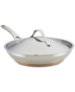 lot 51936 image: Anolon Nouvelle Copper Stainless Steel 12 French Skillet & Lid