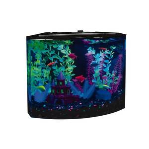 lot 52377 image: GloFish Crescent Aquarium Kit 5 Gallons Plastic Includes Hidden Blue LED Light and Internal Filter