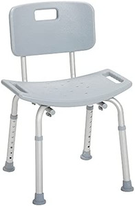 lot 52835 image: Drive Medical RTL12202KDR Bathroom Bench with Back, Gray