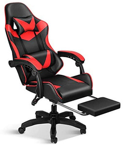 lot 52843 image: YSSOA Backrest and Seat Height Adjustable Swivel Recliner Racing Office Computer Ergonomic Video Game Chair, RedBlack hole see photo