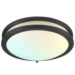lot 52846 image: Luxrite 12 Inch LED Flush Mount Ceiling Light 5 Color Selectable Dimmable 14W 1120 Lumens ETL Listed Matte Black