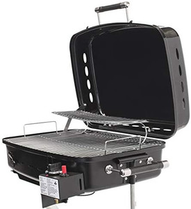lot 52847 image: Flame King - YSNHT500 RV Or Trailer Mounted BBQ - Motorhome Gas Grill - 214 Sq Inch Cooking Surface - Adjustable Flame Controller, Black