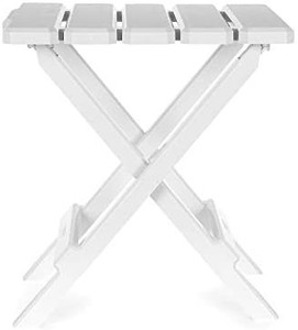 lot 52850 image: Camco 51685 White Regular Adirondack Portable Outdoor Folding Side Table, Perfect for The Beach, Camping, Picnics, Cookouts and More, Weatherproof and Rust Resistant