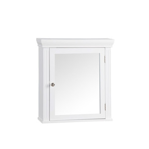 lot 52866 image: Teamson Home Chestnut Wooden Medicine Cabinet with Crown Molded Top, White
