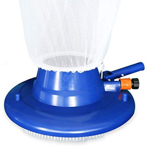 lot 52869 image: Pool Leaf Vacuum, 15�� Large Pool Leaf Sucker with Brush, Include Reusable 16�� X 23�� Leaf Bag, Durable Leaf Bagger for Inground and Above Ground Swimming Pools (Blue) one wheel broke