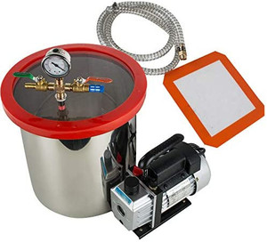 lot 52907 image: 5 Gallon Stainless Steel Vacuum Chamber Kit with 3 CFM Pump Hose (Shipping From USA) no tank or hose retail 199