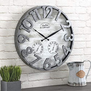 lot 53196 image: FirsTime & Co.� Shiplap Farmhouse Outdoor Wall Clock, American Crafted, Light Gray,- may not be exact stock photo