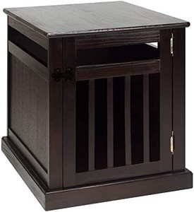 lot 53202 image: Casual Home Chappy Wood Slats Pet Crate, 19.5W x 22.5D x 22.5H, Espresso