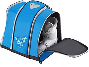 lot 53203 image: Ski boot backpack for kids toddler rollerblade, skate, ski, snowboard boots, helmet, gloves and snacks perfect for ski, snowboard, skate, outdoor activities or air travel VieGreenleaf
