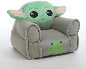 lot 53227 image: Star Wars The Mandalorian Featuring The Child Figural Bean Bag Chair with Sherpa Trim, Ages 3