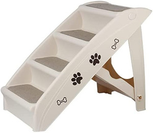 lot 53235 image: Pet Dog Stairs Steps for high Bed for Small Dogs Washable Carpet Foldable Plastic- may not be exact stock photo