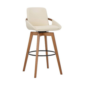 lot 55672 image: 30 Baylor Faux Leather Wood Swivel Barstool - Armen Living.