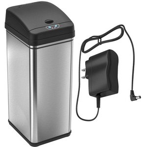 lot 55674 image: iTouchless 13 Gallon Sensor Trash Can with AC Adapater and Odor Filter System