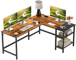 lot 55710 image: CubiCubi L Shaped Desk Computer Corner Desk, Home Office Gaming Table, Sturdy Writing Workstation with Small Table, Space-Saving, Easy to Assemble stock photo is different from actual product