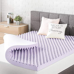 lot 55735 image: Best Price Mattress 3 Inch Egg Crate Memory Foam Mattress Topper with Soothing Lavender Infusion, CertiPUR-US Certified