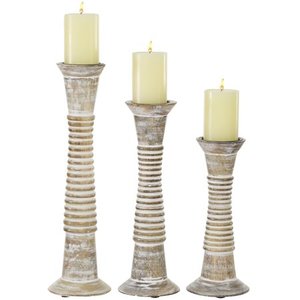 lot 64965 image: DecMode 12 15, 18H Traditional Candlestick, Brown, 3 - Pieces