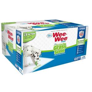 lot 64970 image: 100 count Four Paws Wee Wee Grass Scented Puppy Pads