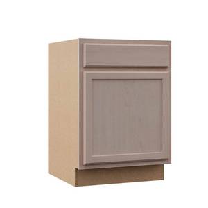lot 9793 image: Hampton Bay Hampton Unfinished Beech Recessed Panel Stock Assembled Base Kitchen Cabinet (24 in. x 34.5 in. x 24 in.)