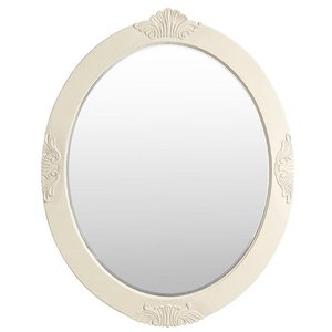 lot 9812 image: 30 In. W X 38 In. H Framed Oval Beveled Edge Bathroom Vanity Mirror In Antique White