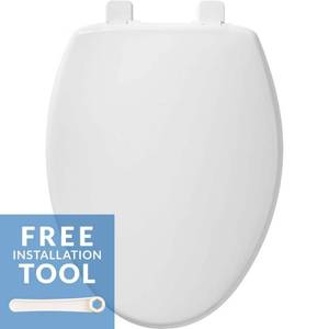 lot 9821 image: BEMIS Kimball Slow Close Elongated Closed Front Plastic Toilet Seat in White
