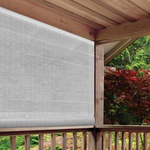 lot 9823 image: Radiance 6 x 6 Cordless 14 PVC Roll-Up Outdoor Sun Shade White
