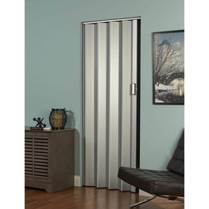 lot 9824 image: Spectrum Elite PVC Folding Door Fits 48 wide x 96 high Satin Silver Color