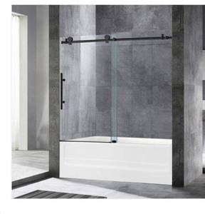 lot 9831 image: Dilham 56 in. to 60 in. x 62 in. Frameless Sliding Bathtub Door with Shatter Retention Glass in Matte Black