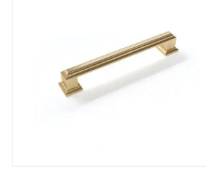 lot 9836 image: 5 in. (128 mm) Brushed Brass Drawer Pull Traditional Small Handle