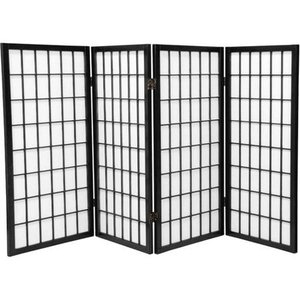 lot 9843 image: Oriental Furniture 3 Ft Tall Window Pane Shoji Screen, black, 6 panel