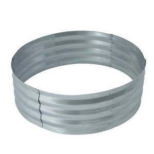 lot 9851 image: Luxen Home 36in Silver Galvanized Steel Round Raised Garden Bed
