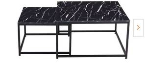 lot 9859 image: 31.5 in. Black Standard Square Faux Marble Coffee Table with 2-Tier Tabletop