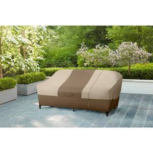 lot 9862 image: Hampton Bay 38 in. L x 77.3 in. W x 31 in. H Beige Patio Furnitrue Loveseat and Sofa (2-In-1) Cover