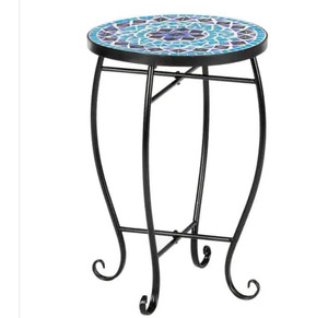 lot 9863 image: Metal and Ceramic Tile Mosaic Patio Bistro Table