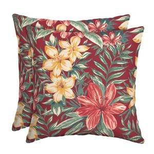 lot 9869 image: Arden Selections Ruby Clarissa Tropical 16 x 16 in. Outdoor Toss Pillow, Set of 2