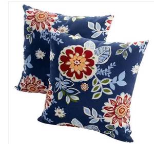 lot 9871 image: Washed Blue Outdoor Throw Pillow (2-Pack)