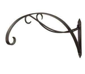 lot 9872 image: 24 in. W Black Powder Coat Metal Curling Scroll Bracket for Large Baskets