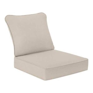 lot 9874 image: Set of 2 - Hampton Bay 22 in. x 24 in. 2-Piece Deep Seating Outdoor Lounge Chair Cushion in Putty