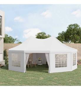 lot 9887 image: Outsunny 21 ft x 29 ft White Large 10-Wall Event Wedding Gazebo