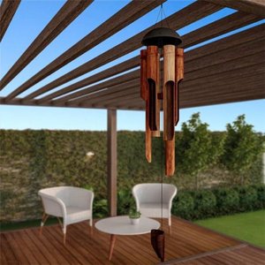 lot 9890 image: Pure Garden 50-LG1051 Bamboo Wind Chime- 38 in. Natural Environment Conscious Hand Crafted & Hand Tuned Wind Chimes