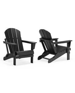 lot 9912 image: Classic Outdoor Folding Adirondack Chair Set, 2 Piece - retails $240
