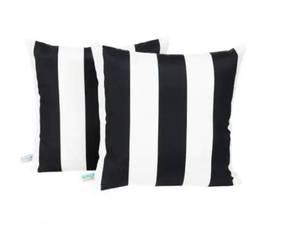 lot 9921 image: Black Cabana Stripe Square Outdoor Throw Pillow (2-pack)