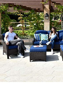 lot 3230 image: XIZZI Patio Outdoor Furniture Conversation Set All Weather Wicker Set