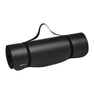 lot 50606 image: Amazon Basics Extra Thick Exercise Yoga Gym Floor Mat with Carrying Strap,Black