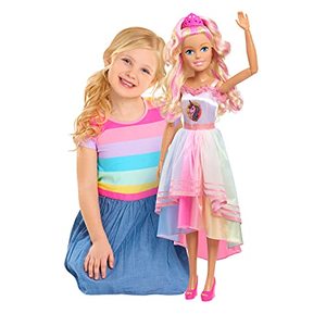 lot 50607 image: Just Play Barbie 28-inch Best Fashion Friend Unicorn Party Doll, Blonde Hair