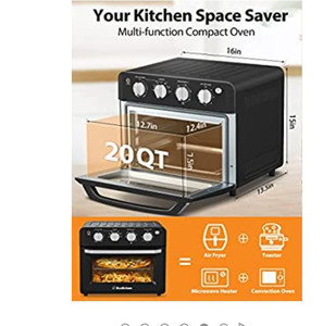 lot 50658 image: Air Fryer Toaster Oven, Beelicious, 19 Quart18L Countertop Convection Oven,Black, Matte