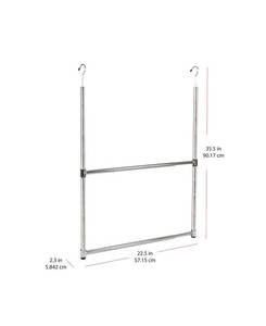 lot 50685 image: Oceanstar 2-Tier Portable Adjustable Closet Hanger Rod