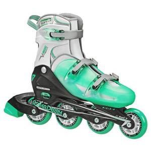 lot 50754 image: Roller Derby Kids V-Tech 500 Adjustable Inline Skates - MintGreenWhite (6-9)